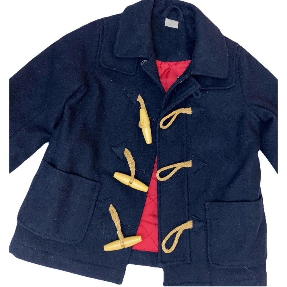 Crewcuts Boys Navy Peacoat Wood Duffel Buttons Size 3‎ Preppy Dress Up J Crew